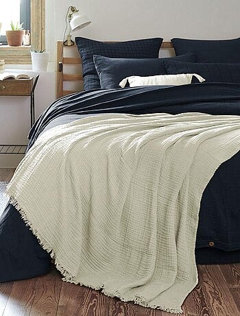 Plaid à franges en Gaze de coton