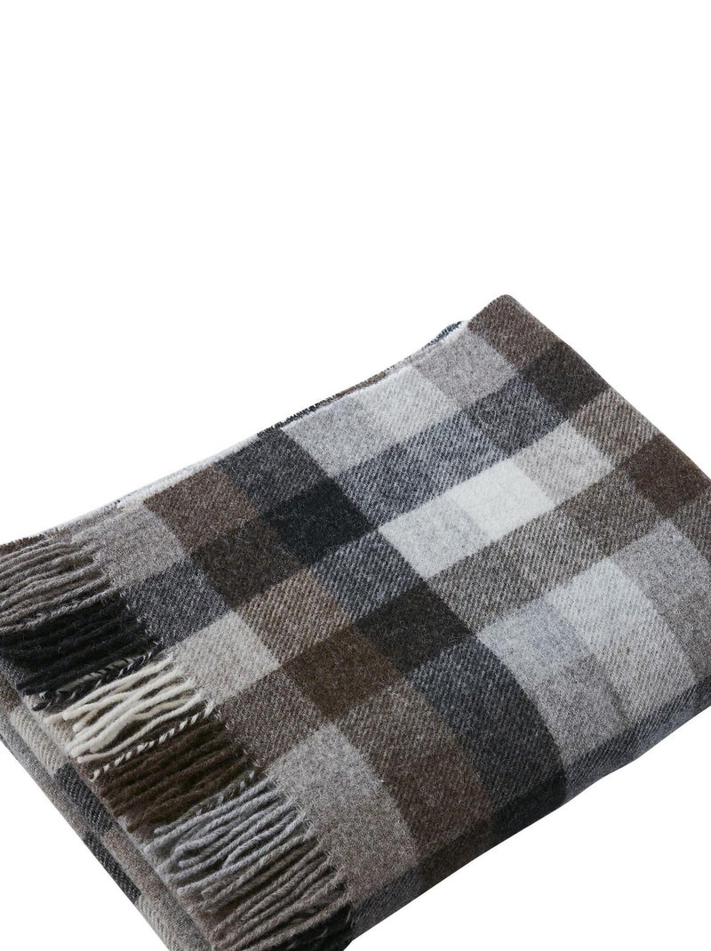 Plaid a franges en laine 140 x 200 cm Marcel Gris - Kiabi