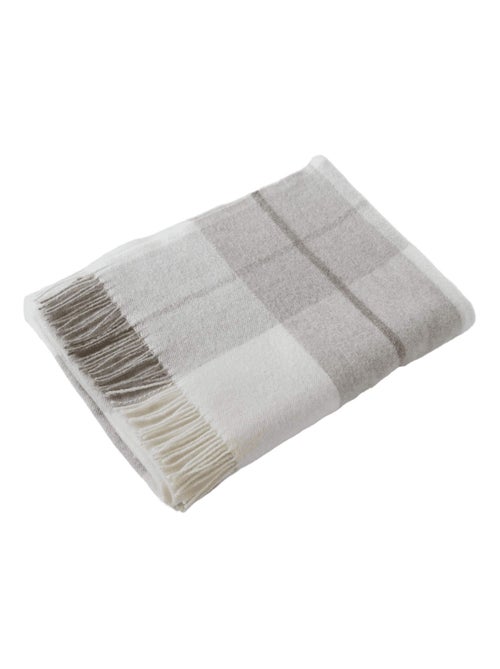 Plaid à franges en laine à carreaux - Terre de Nuit - Kiabi