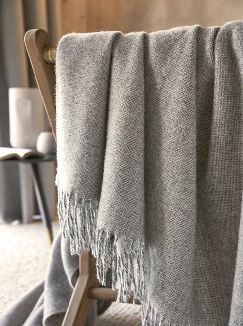 Plaid a franges en laine Martin - Kiabi