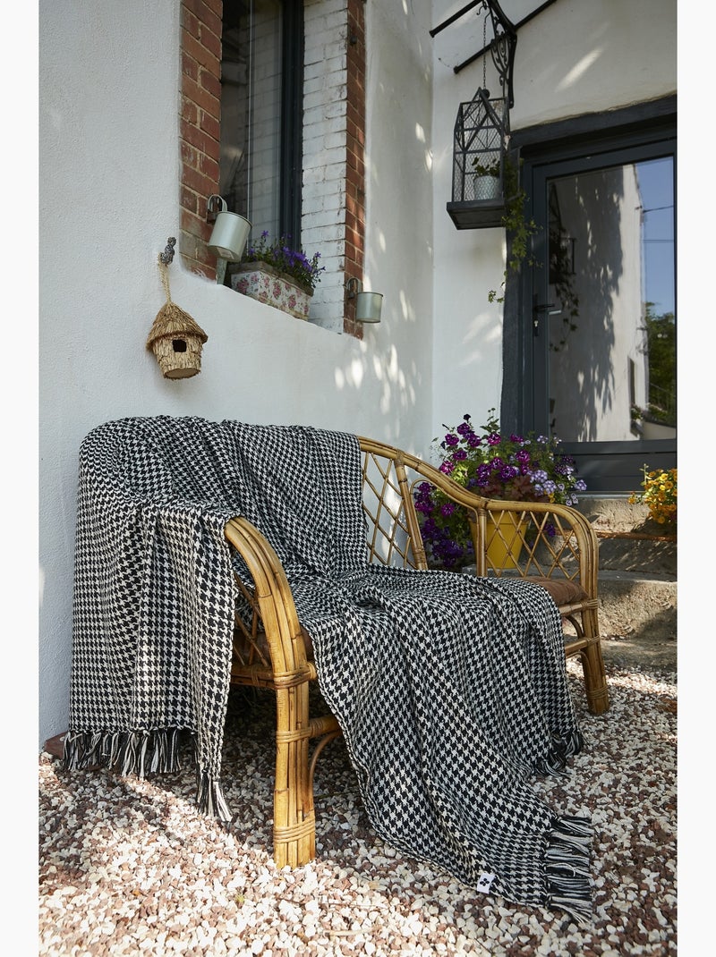 Plaid a franges Gaspard Noir - Kiabi