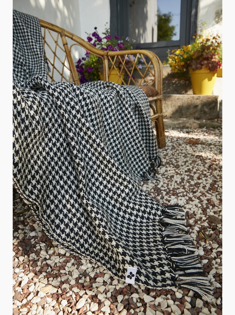 Plaid a franges Gaspard Noir - Kiabi