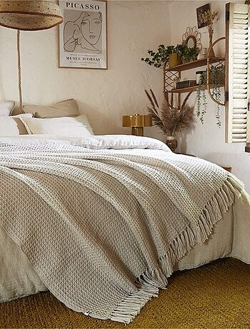 Plaid à franges matière recyclée - Terre de Nuit