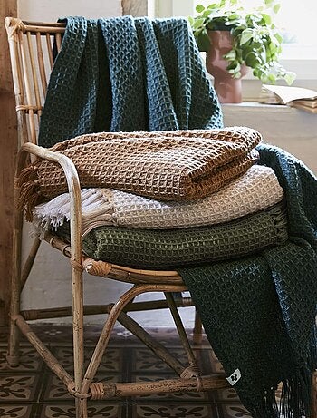 Plaid à franges matière recyclée - Terre de Nuit