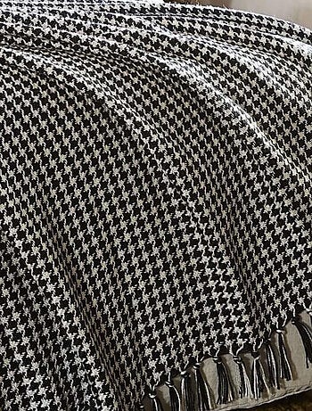 Plaid à franges pied de poule - Terre de Nuit