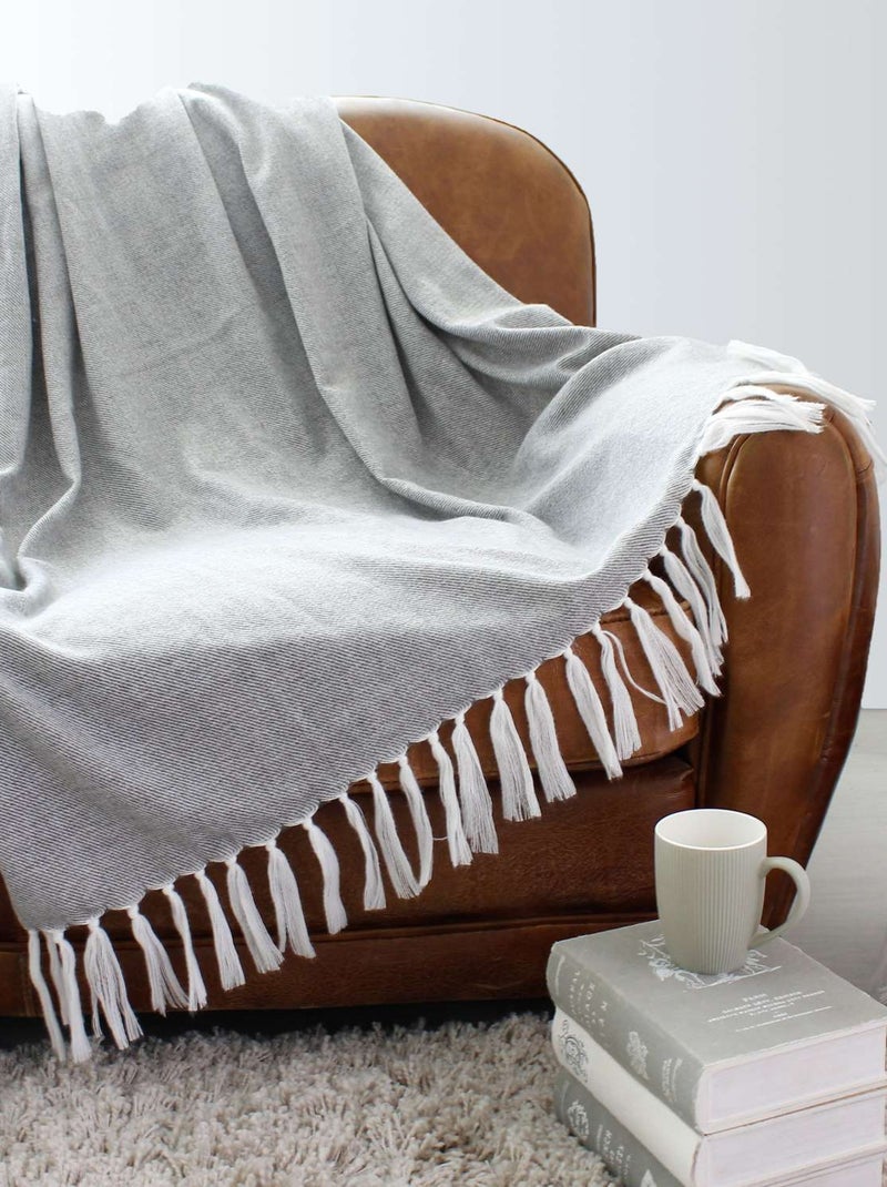 Plaid à motifs jacquard VESPER Gris clair - Kiabi