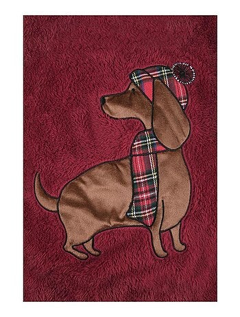 Plaid a poils doux 130 x 150 cm Chien rouge