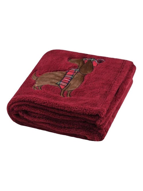 Plaid a poils doux 130 x 150 cm Chien rouge - Kiabi