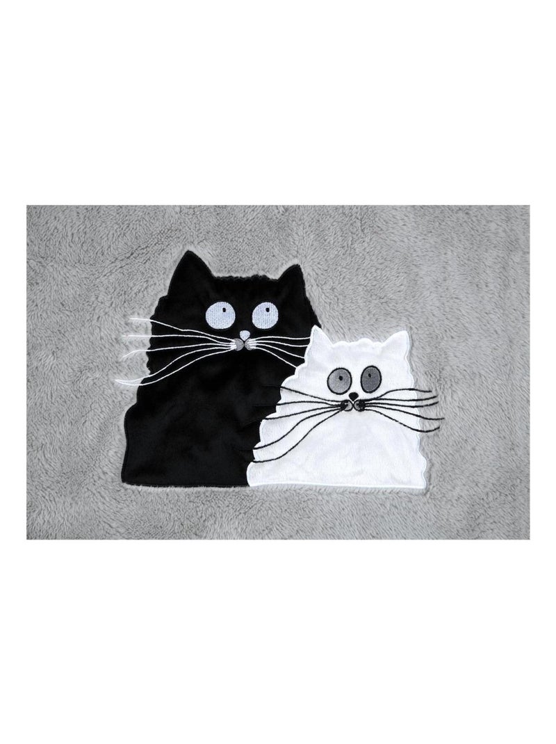 Plaid a poils doux Couple de chat Gris - Kiabi