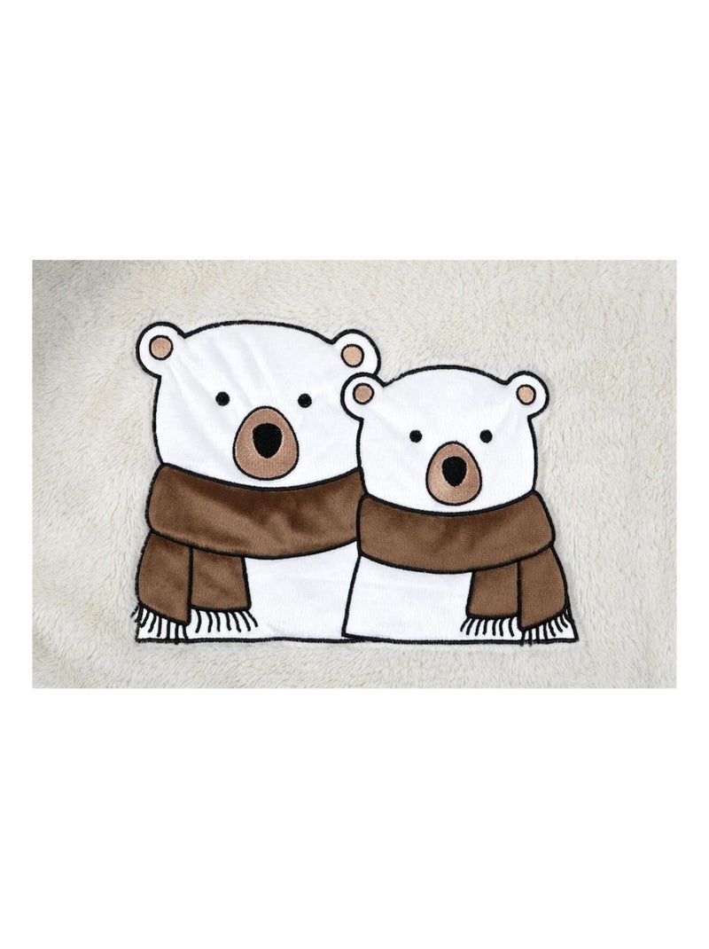 Plaid a poils doux Couple d'Ours Beige - Kiabi