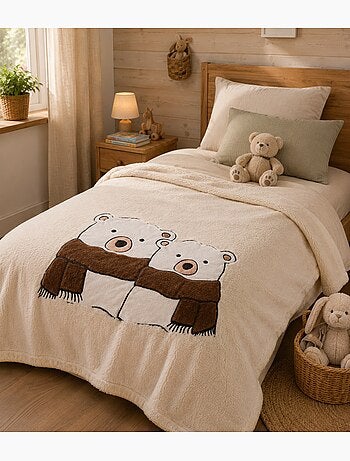 Plaid a poils doux couple ours