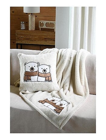 Plaid a poils doux couple ours