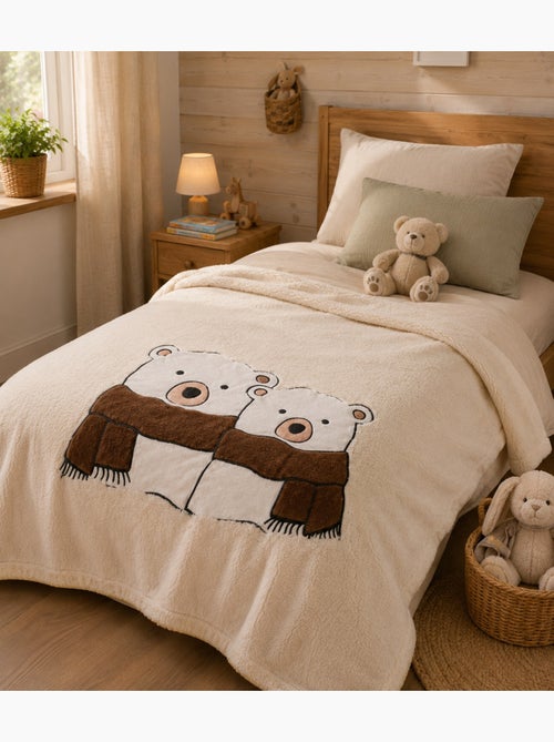 Plaid a poils doux couple ours - Kiabi Plaid a poils doux couple ours - Kiabi