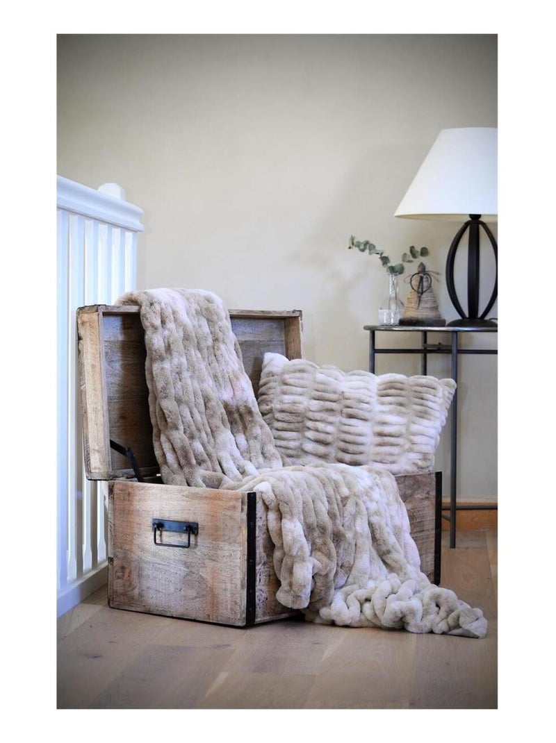 Plaid a poils doux Kalouga Beige - Kiabi