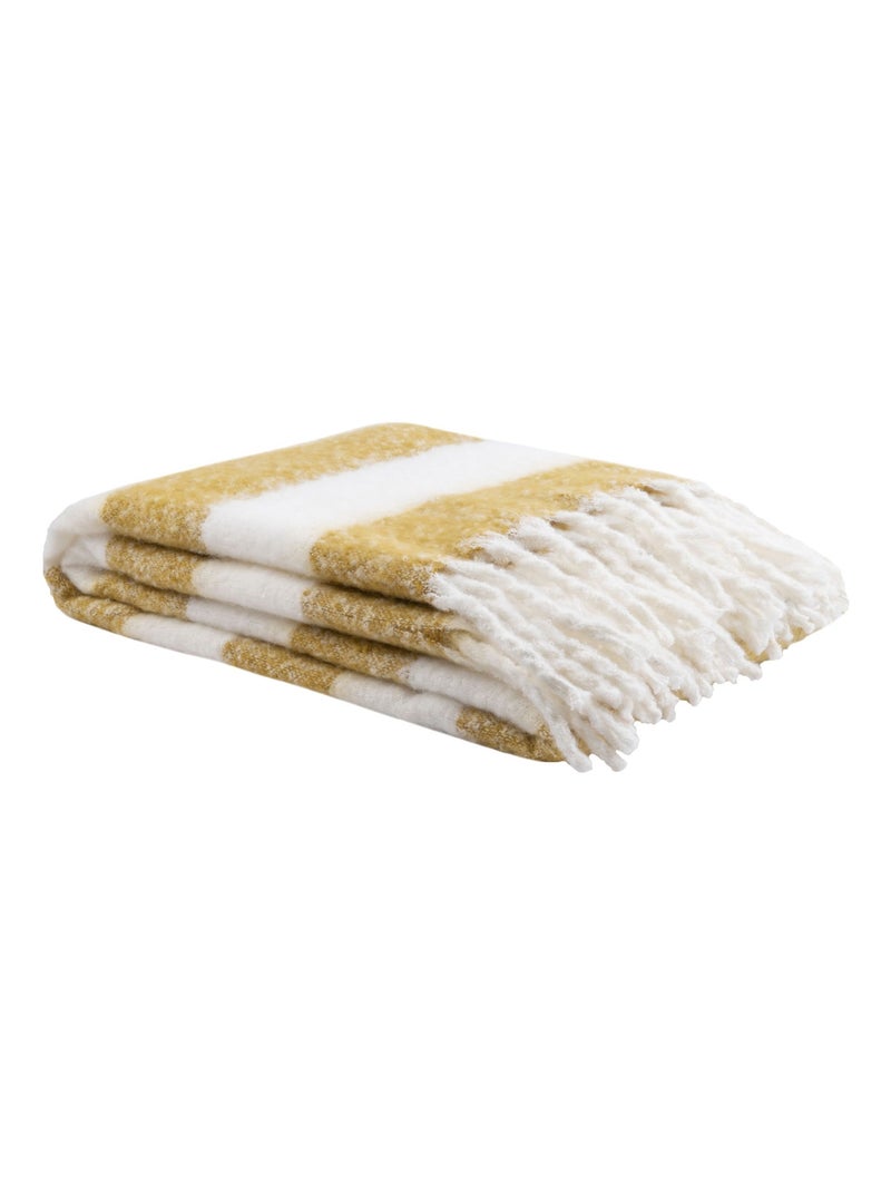 Plaid à rayures - Terre de Nuit Beige - Kiabi