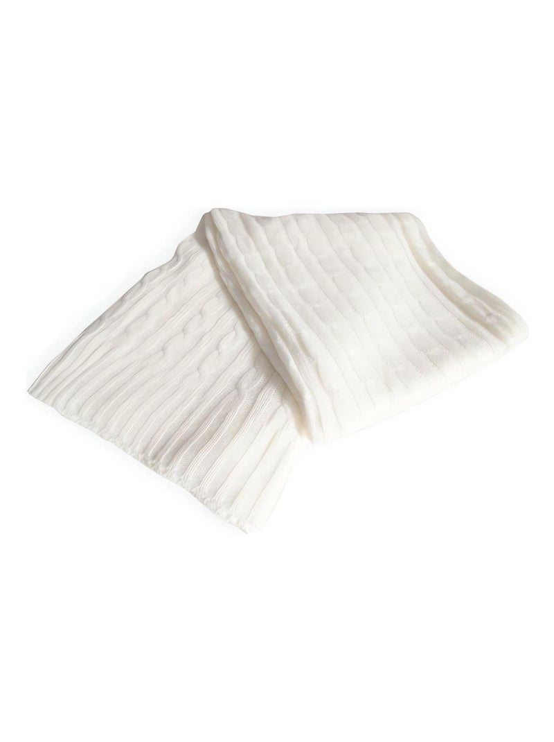 Plaid acrylique TRICOT 120x150 cm Blanc - Kiabi