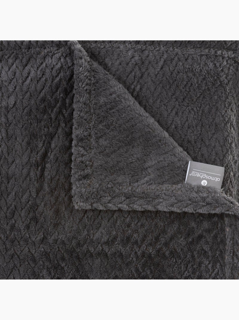 Plaid aspect flanelle tressée TRESSE Bleu - Kiabi