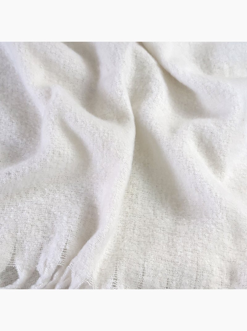 Plaid aspect mohair 100% polyester recyclé HYGGE Blanc - Kiabi