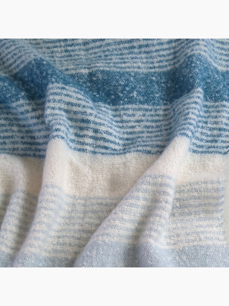 Plaid aspect mohair 100% polyester recyclé HYGGE Bleu - Kiabi