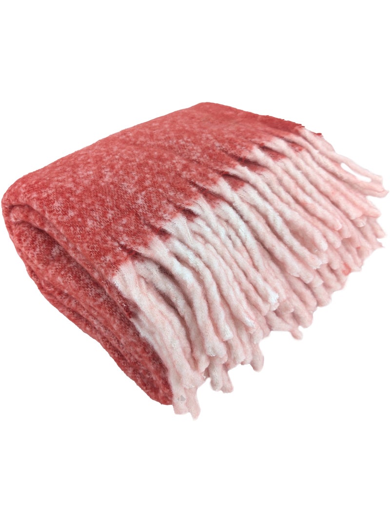Plaid aspect mohair 100% polyester recyclé HYGGE Rouge - Kiabi