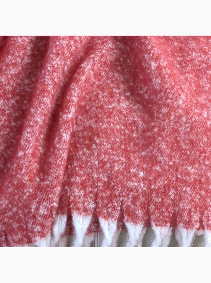 Plaid aspect mohair 100% polyester recyclé HYGGE Rouge - Kiabi