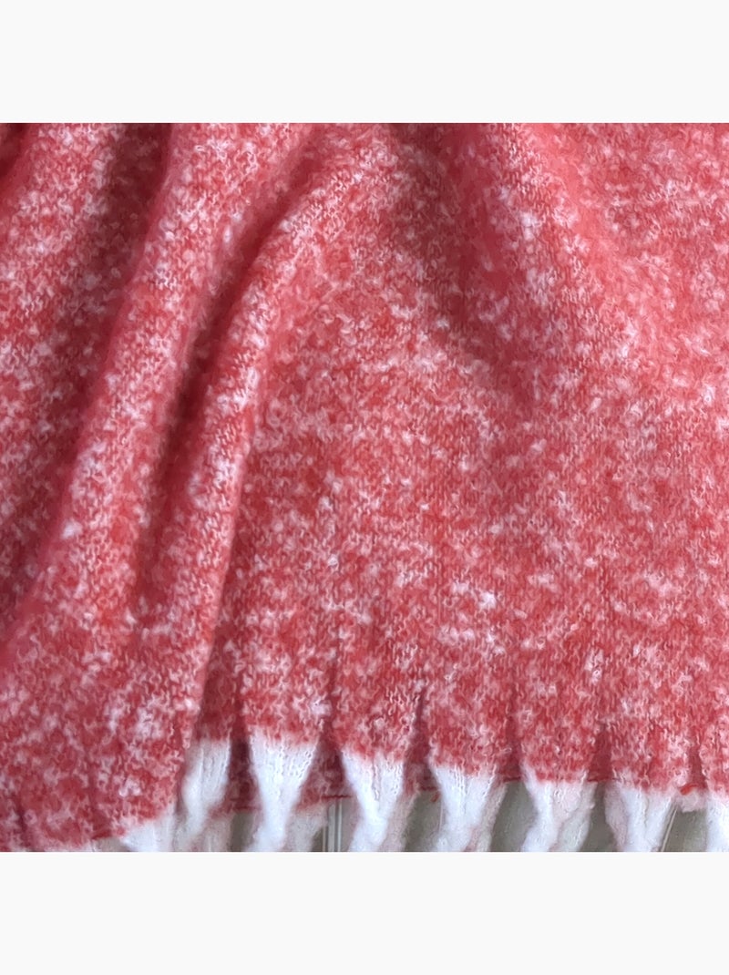 Plaid aspect mohair 100% polyester recyclé HYGGE Rouge vermillon - Kiabi