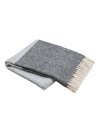 Plaid avec franges  - Effet laine grattée bicolore