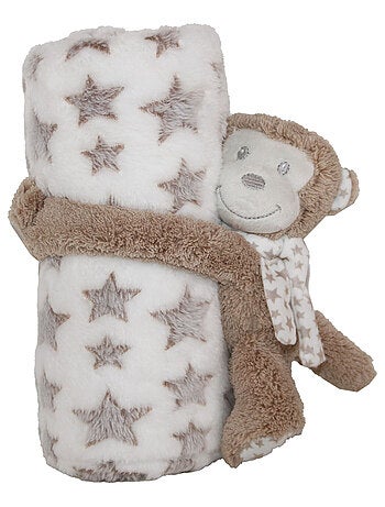 Plaid avec peluche singe