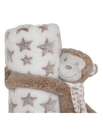 Plaid avec peluche singe