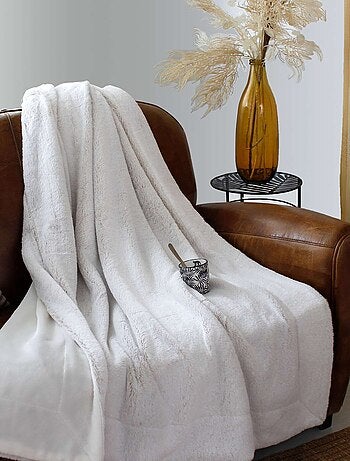 Plaid AZURA imitiation fourrure et flanelle