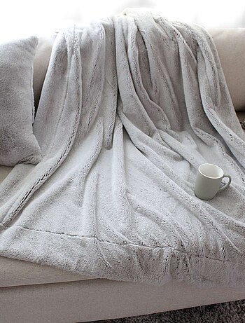 Plaid AZURA imitiation fourrure et flanelle