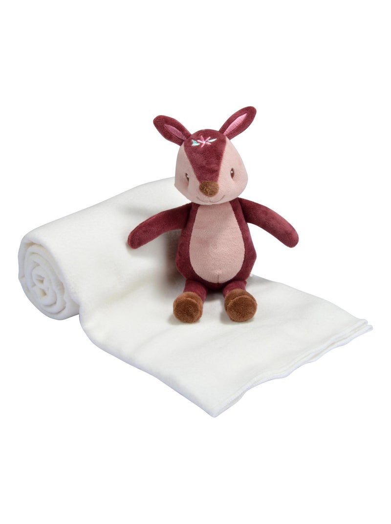 Plaid bebe avec son doudou Faon magique Blanc - Kiabi