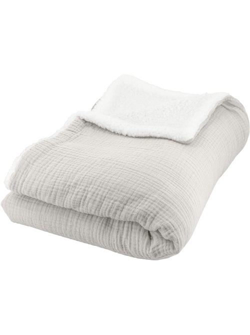 Plaid Bi Matière Gaze de Coton 130x170 cm - Kiabi