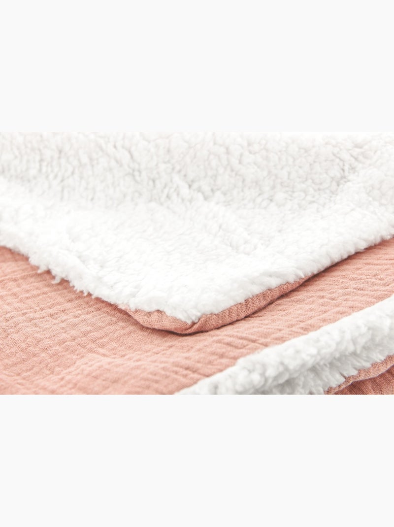 Plaid Bi Matière Gaze de Coton 130x170 cm Orange - Kiabi