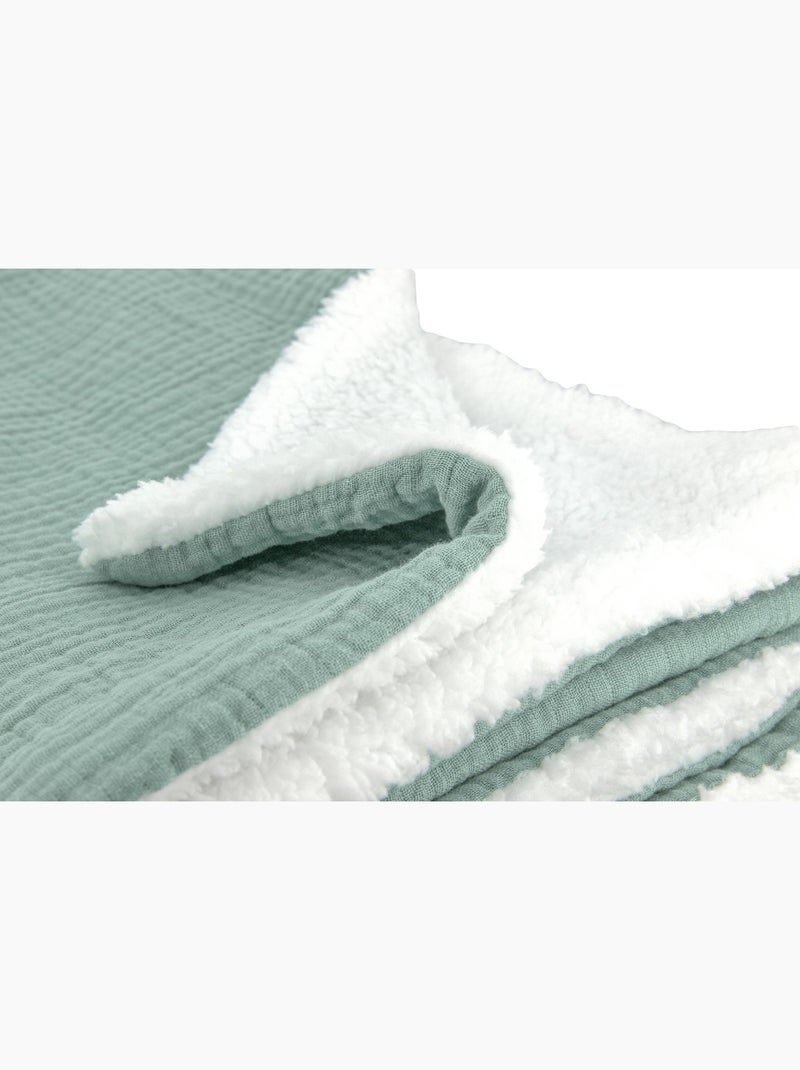 Plaid Bi Matière Gaze de Coton 130x170 cm Vert clair - Kiabi