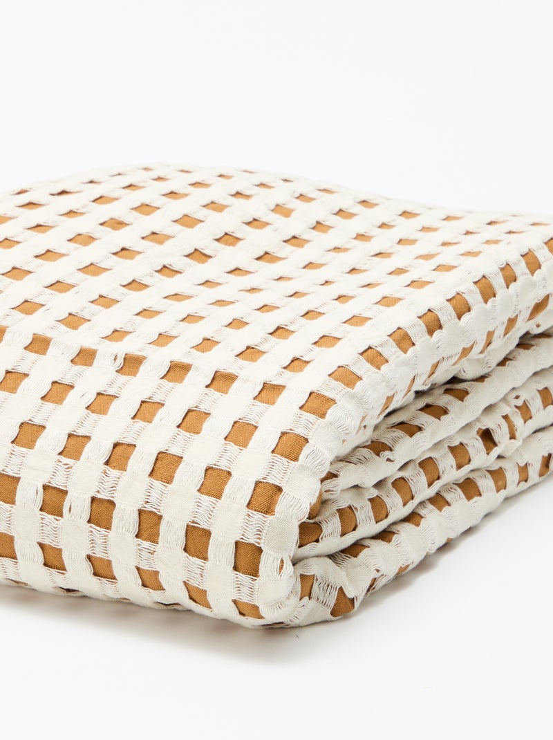 Plaid bicolore avec design gaufré (180 x 200 cm) Beige - Kiabi