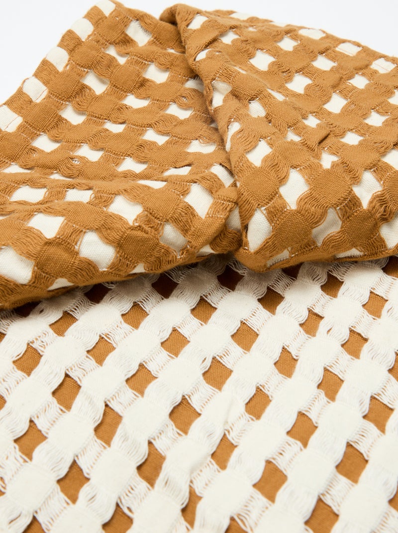 Plaid bicolore avec design gaufré (180 x 200 cm) Beige - Kiabi