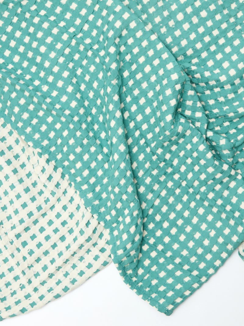Plaid bicolore avec design gaufré (180 x 200 cm) Vert - Kiabi