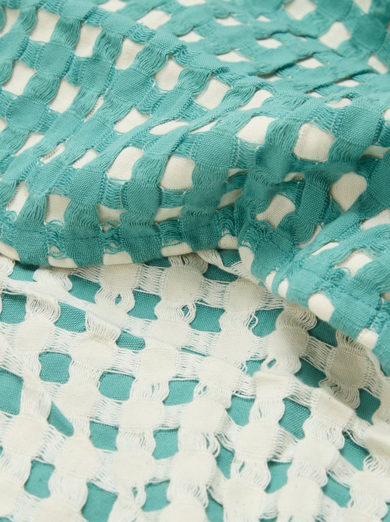 Plaid bicolore avec design gaufré (180 x 200 cm) Vert - Kiabi