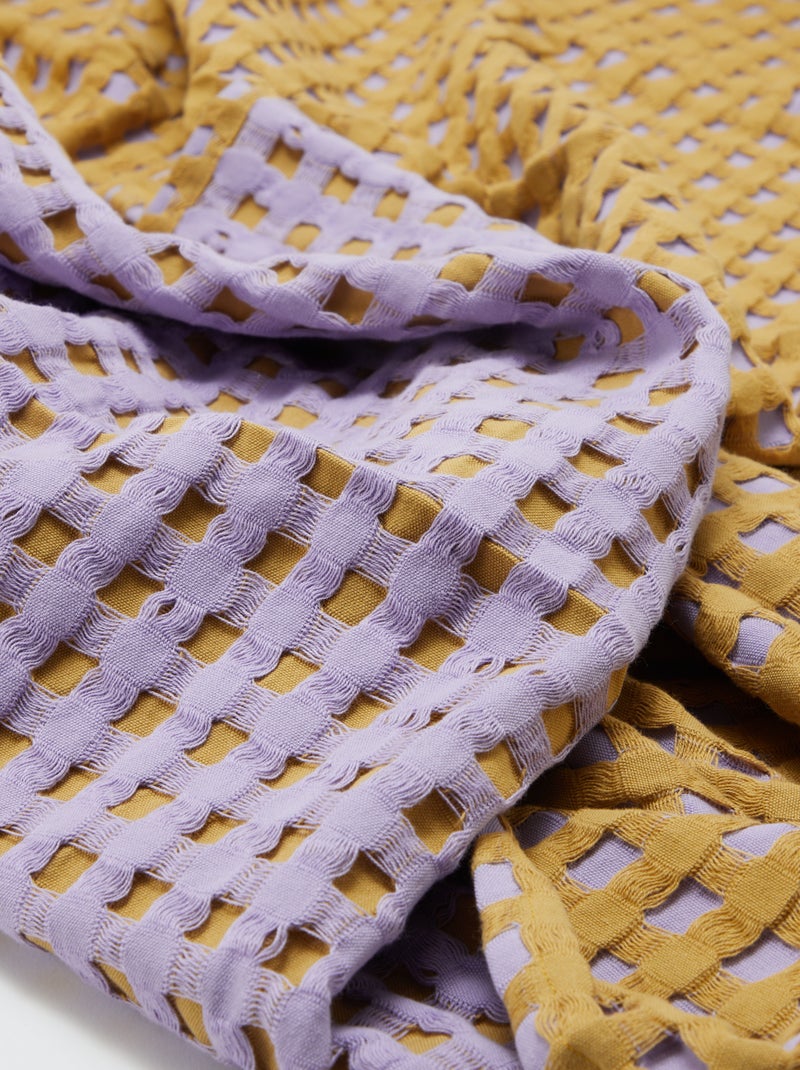 Plaid bicolore avec design gaufré (180 x 200 cm) Violet - Kiabi