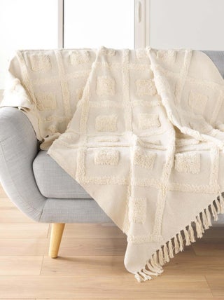 Plaid bohème tufté avec franges