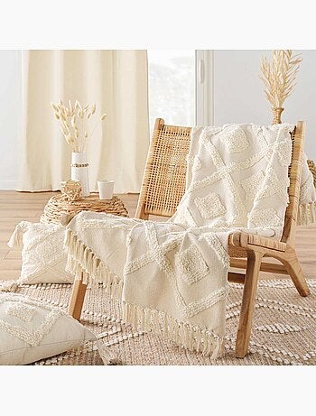 Plaid bohème tufté avec franges