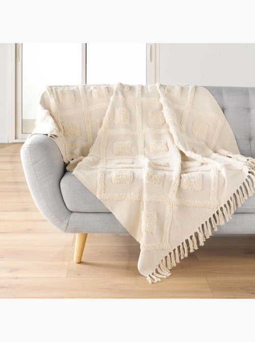 Plaid bohème tufté avec franges - Kiabi Plaid bohème tufté avec franges - Kiabi