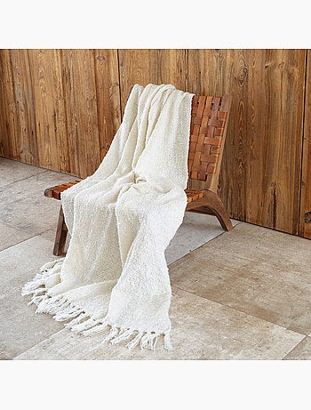 Plaid bouclette doux avec franges