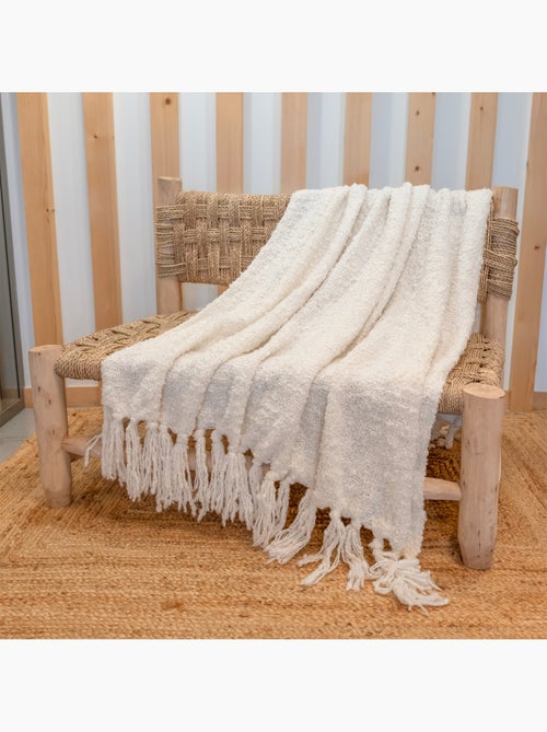 Plaid bouclette doux avec franges - Kiabi