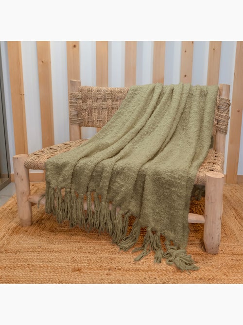Plaid bouclette doux avec franges - Kiabi