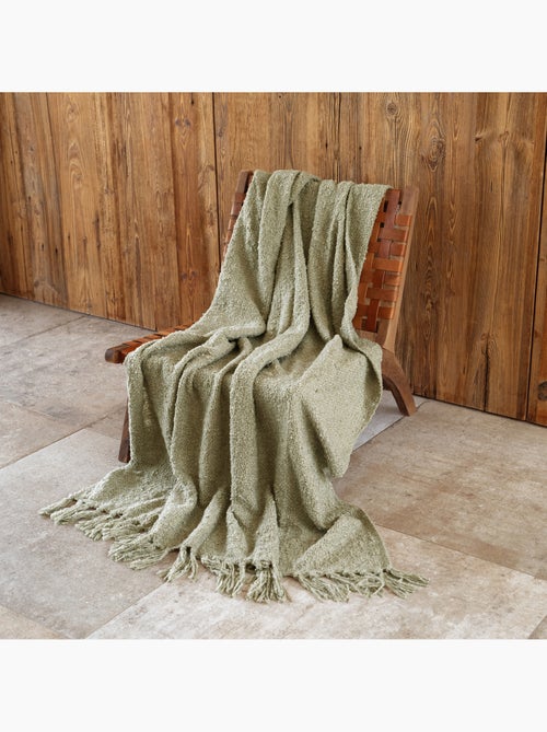 Plaid bouclette doux avec franges - Kiabi Plaid bouclette doux avec franges - Kiabi