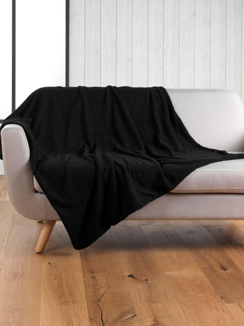 Plaid bouclette Wooly 125 x 150 cm Noir - Kiabi