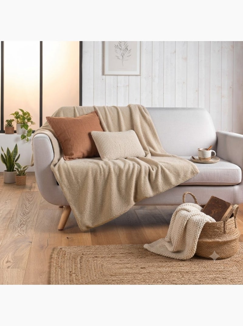 Plaid bouclette Wooly Beige - Kiabi