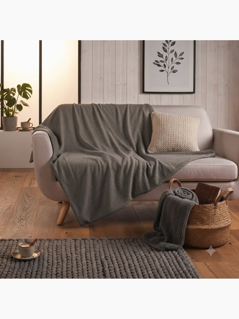Plaid bouclette Wooly Gris - Kiabi